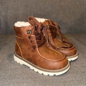 Old Navy Faux-Leather Side-Zip Lace-Up Boots for Toddler Boys Size 7 NWT